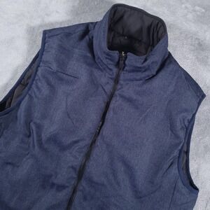 Mack Weldon Mens Large Puffer Vest Gray WARMKNIT 2 Way Reversible Quilted Pocket